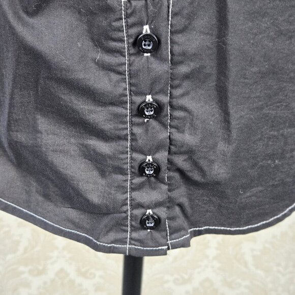 Roar Size Medium Black Snap Front Western Shirt Embroidery Crystal Embellishment - Picture 12 of 16